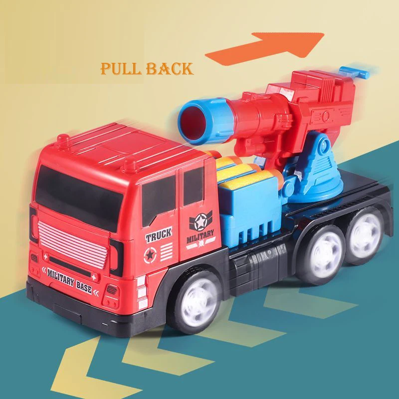 Pull Back Military Truck Toy with Missile Rocket Launcher Shooting Artillery Soft Bullets Gun Toys for Kids Boy Child Gift