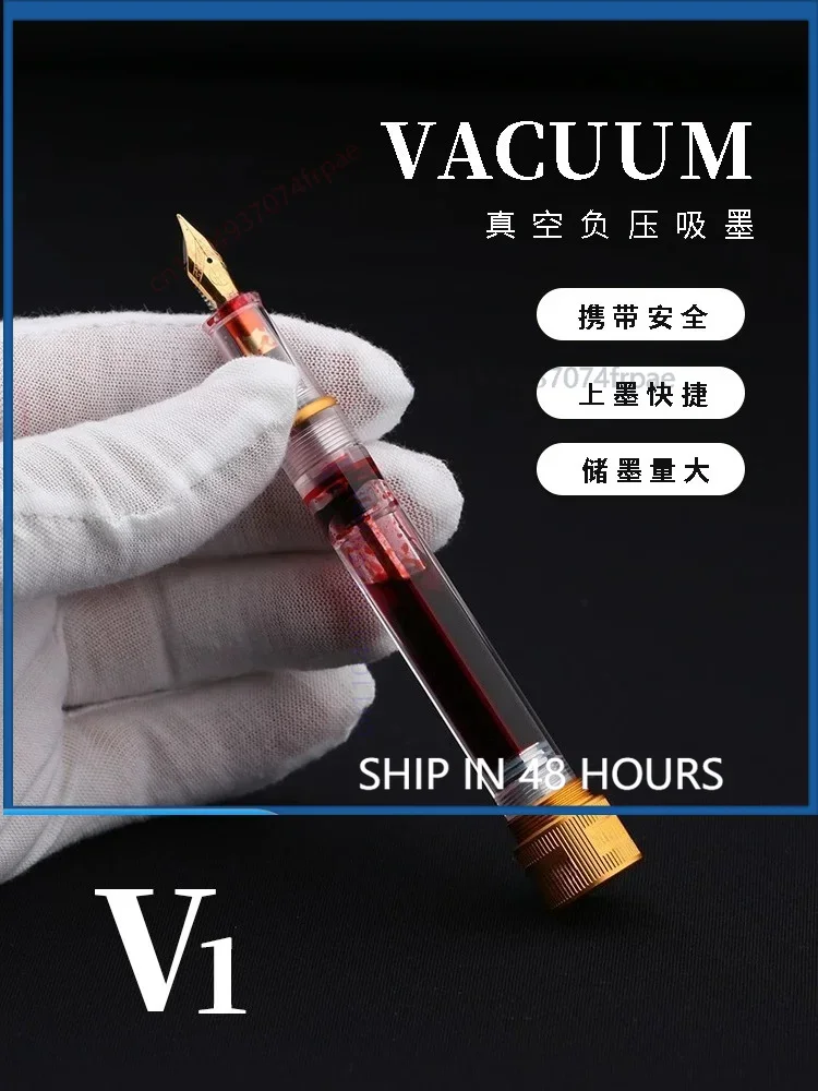 For MAJOHN V1 Large Capacity Fountain Pen Clear Demonstrator Negative Pressure Barrel Ink Storage Daily Writing Gift Pen