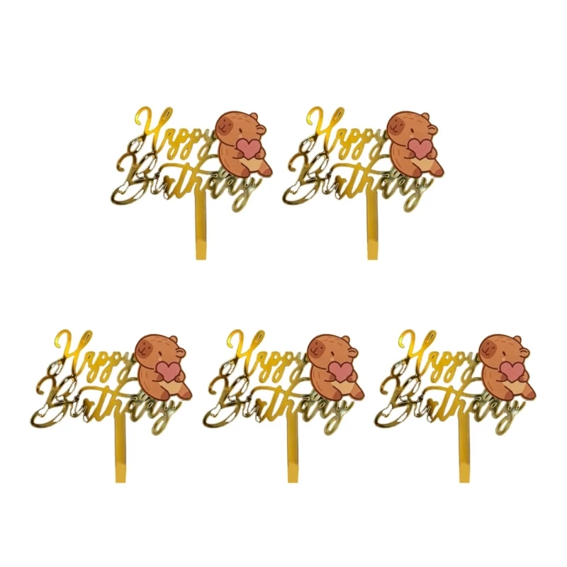 

5Pcs Acrylic Capybara Cake Toppers Cupcakes Ornament for Kids Adults Enduring