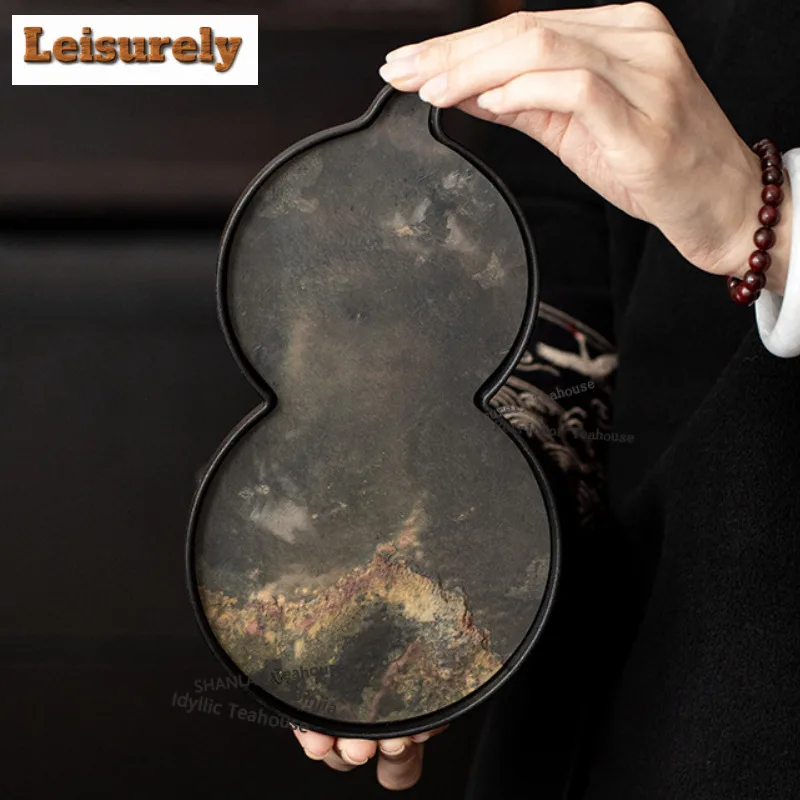 

Rock Gourd Tea Tray Dried Fruit Plate Coffee Storage Board Teapot Insulation Pad Dishes For Serving Tableware Craft Pot Bearing