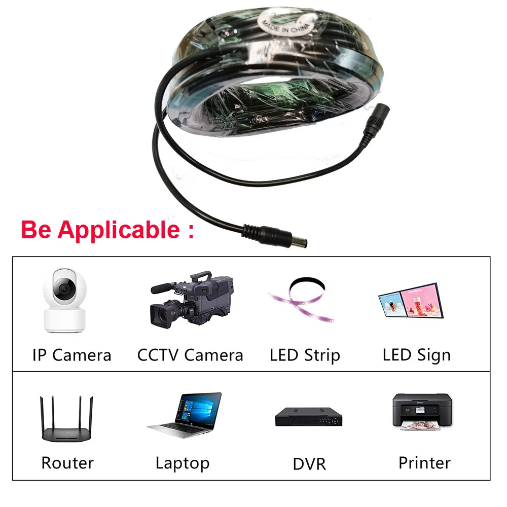 5 متر 10 متر DC12V كابل تمديد الطاقة 5.5 مللي متر * 2.1 مللي متر موصل ذكر إلى أنثى ل LED مصباح CCTV كاميرا الأمن وصلة كابل الطاقة أسود