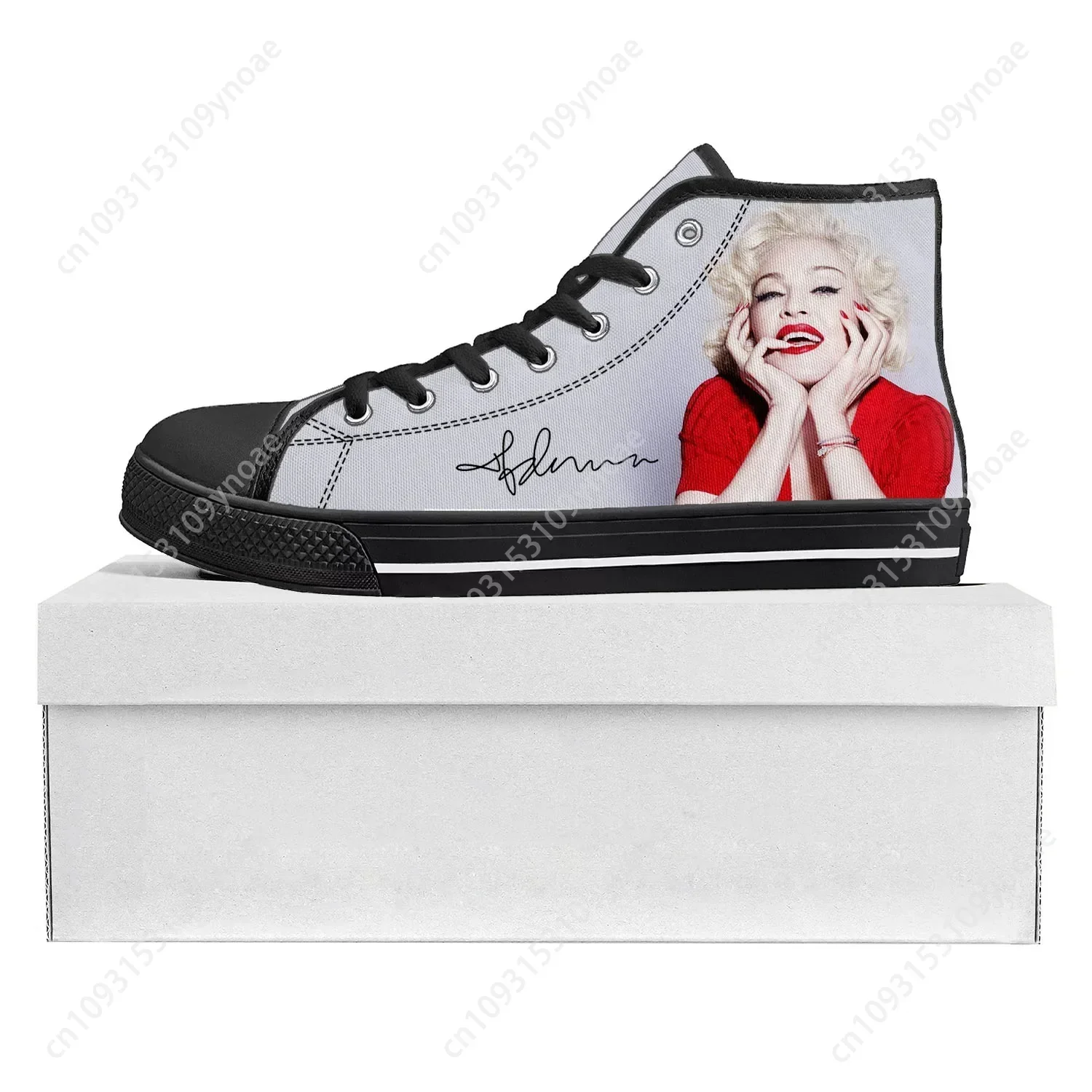 Madonna pop rock singer disco fashion High Top High Quality Sneakers Mens Womens Teenager Canvas Sneaker Couple Shoe Custom Shoe