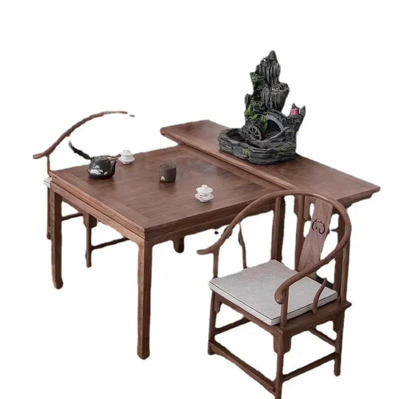 

Nordic black walnut all solid wood square table new Chinese eight immortals table modern simple balcony zen tea table