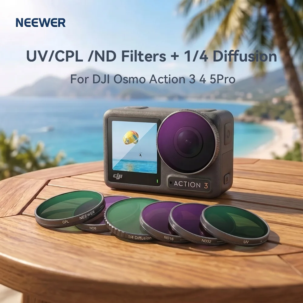 �y�Z�[�����zNEEWER DJI�pND�t�B���^�[ DJI Osmo Action 3 4 5Pro�pND�t�B���^�[ DJI 1/4�g�UUV CPL�����Y�L�b�g ND8 ND16 ND32 �}���`�R�[�e�B���O