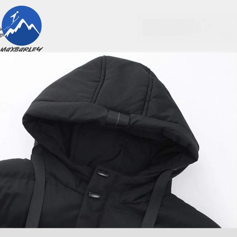 Maxbarley 2025 Winter Warm Parka Long Men Urban All-match Thick Cotton Padded Jacket Casual Camping Ski Windproof Hooded Coat