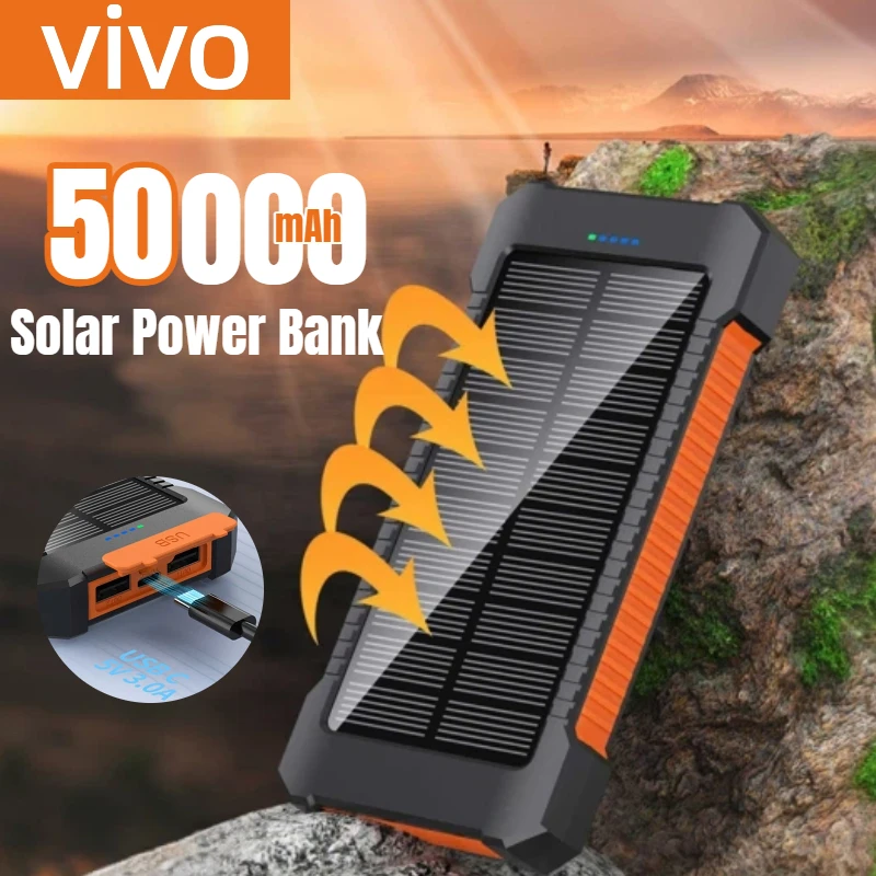 VIVO 500000mAh بنك الطاقة الشمسية المحمولة سعة أكبر LED شحن سريع للغاية بطارية خارجية آيفون سامسونج #4