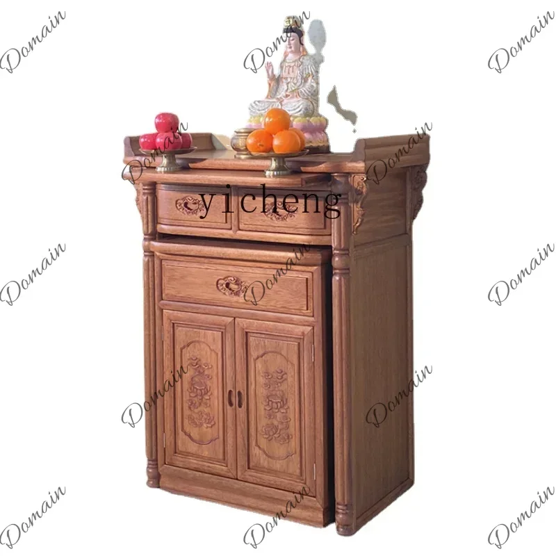 LKJ c1 Household Altar God of Wealth Altar a Long Narrow Table Altar Middle Hall Solid Wood