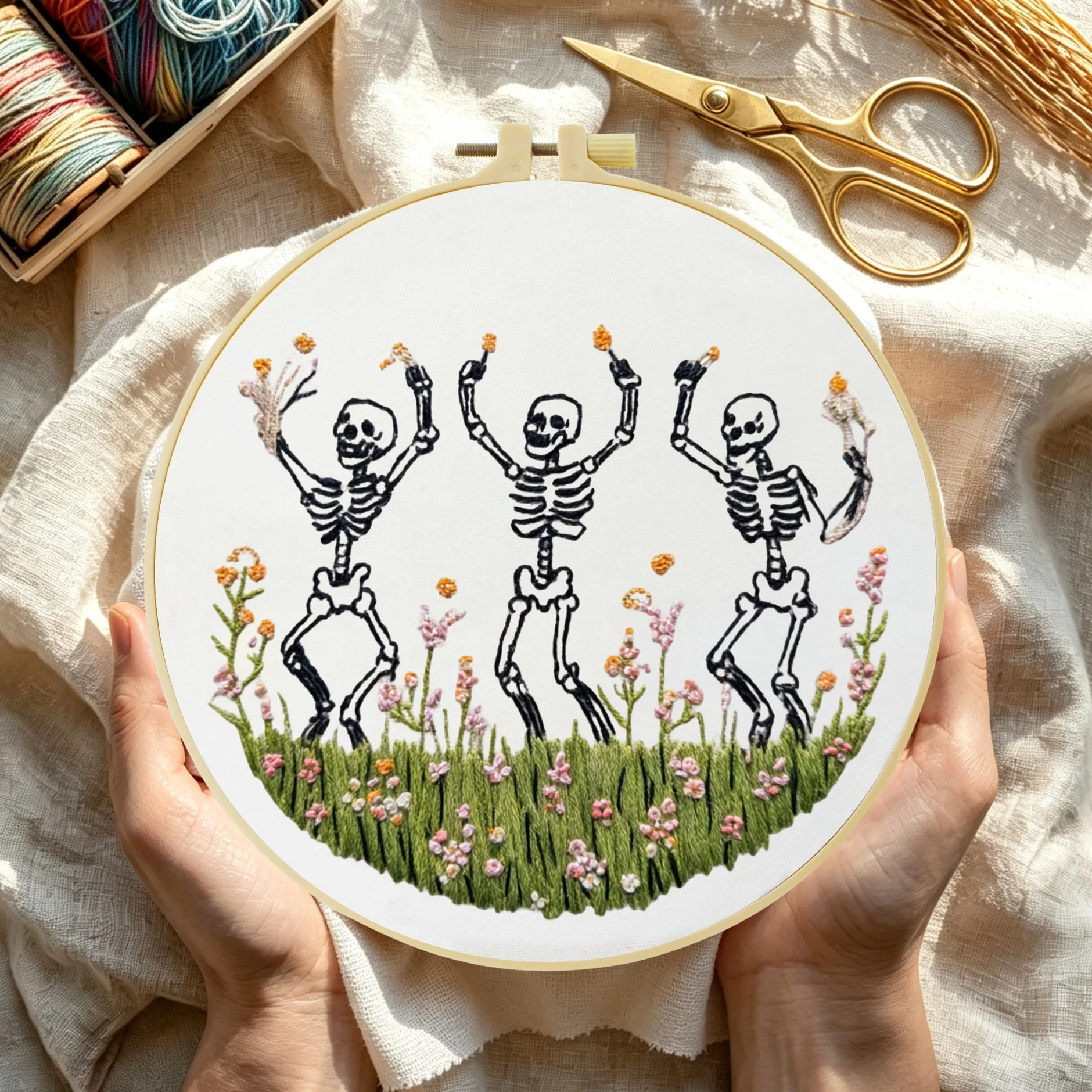 1 Stück DIY-Stickerei-Materialset für Anfänger, Stick-Starter-Kit, Kreuzstich-Kunst als Geschenk, Nadelarbeit-Bastelbedarf