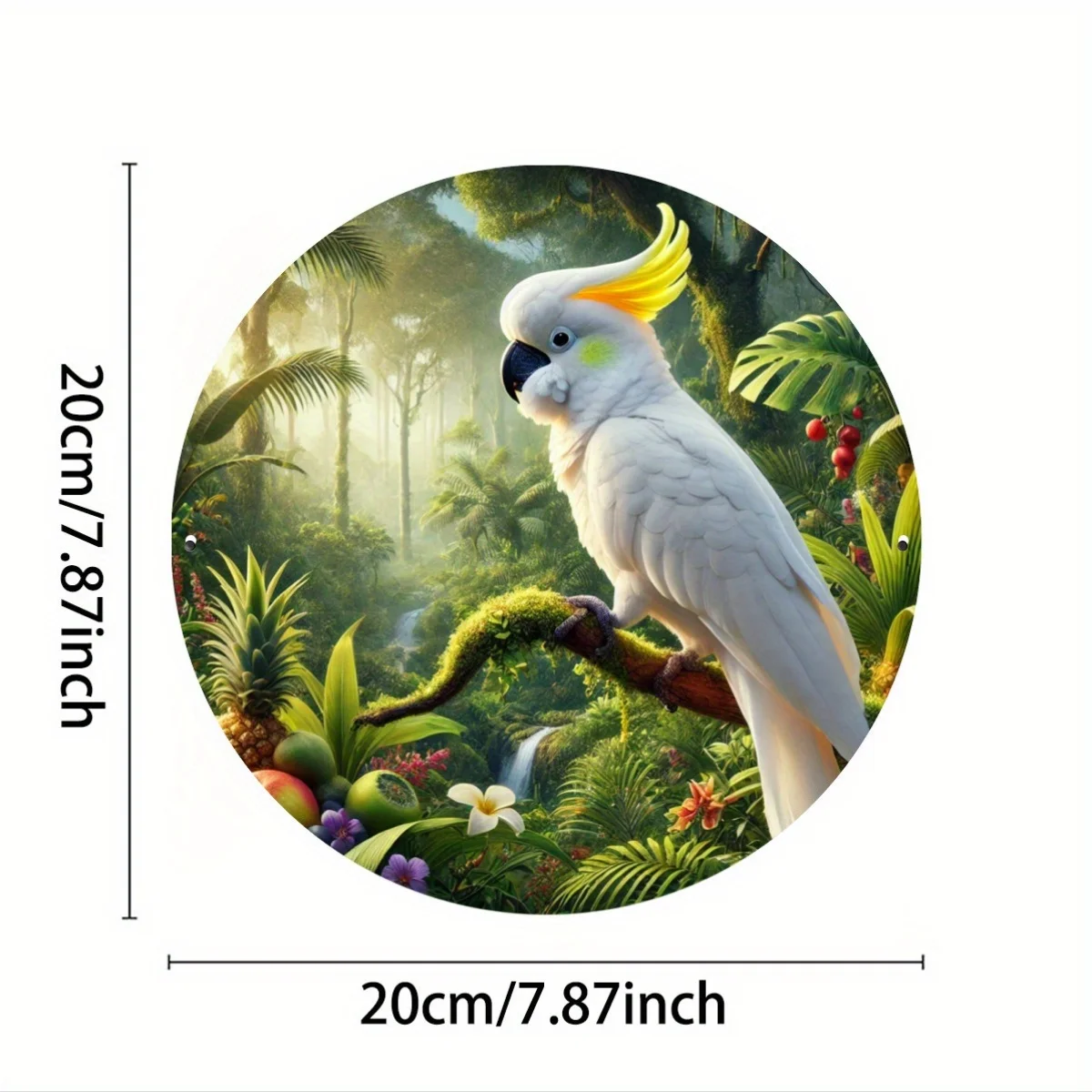 Sulfur-Crested Cockatoo Metal Sign - 1pc, 8.0X8.0 inch Plaque, Weather-Resistant Outdoor Wall Art, Suitable for Home, Garden, Ki