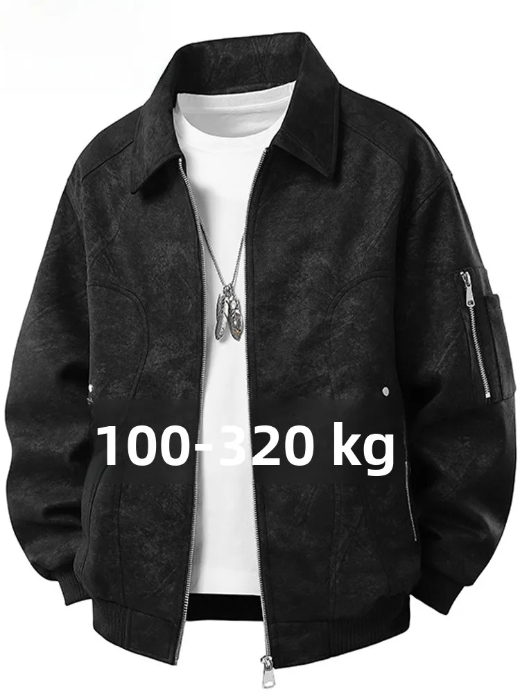 

Mo Chaotian Large Size Jaet Men's Spring Autumn Casual Flip Collar Fat Guy's Loose Fit Sli Outerwear Polyester Nylon Co...