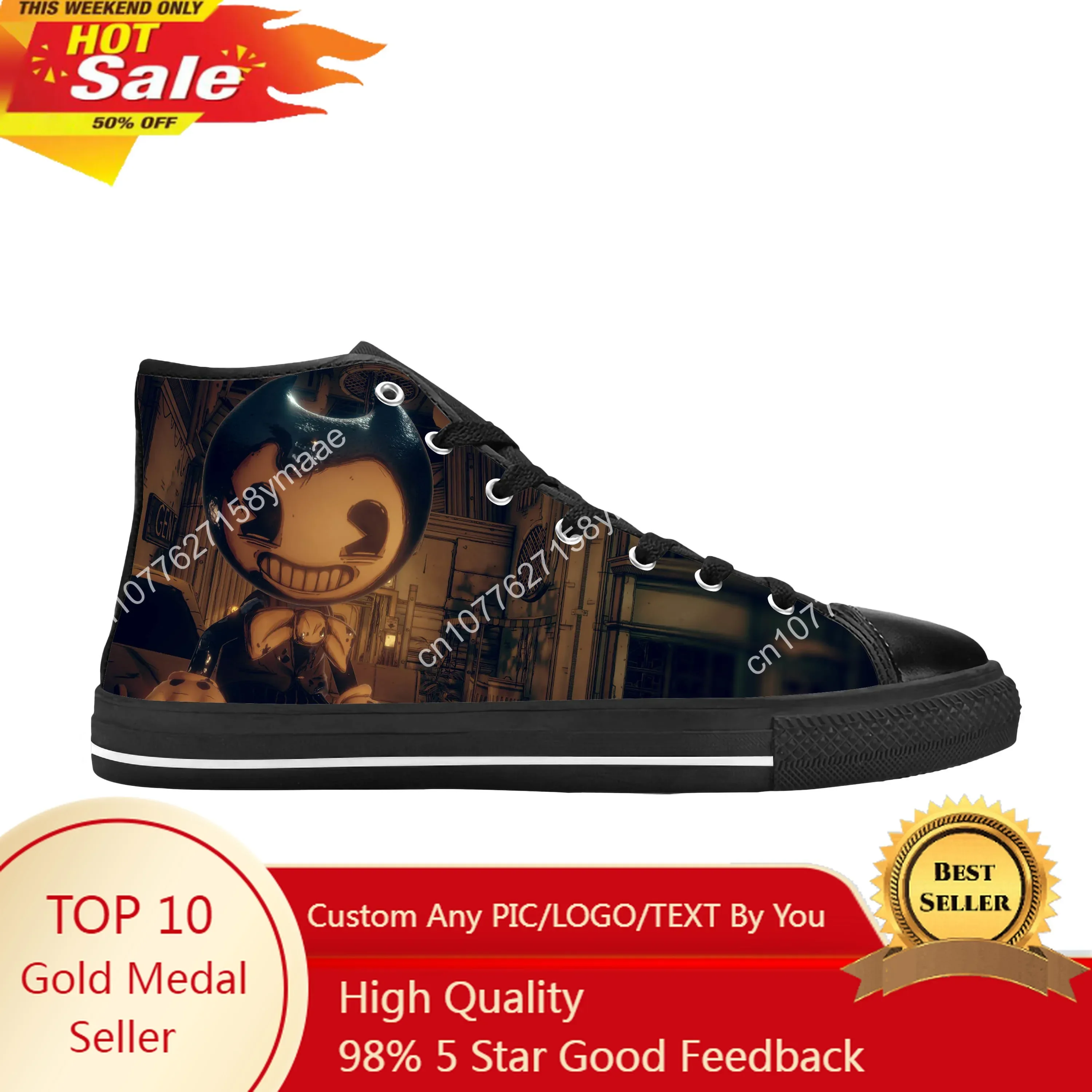 Bendys Anime Cartoon Manga Comic Funny Fashion Casual Cloth Shoes High Top Comfortable Breathable 3D Print Men Women Sneakers