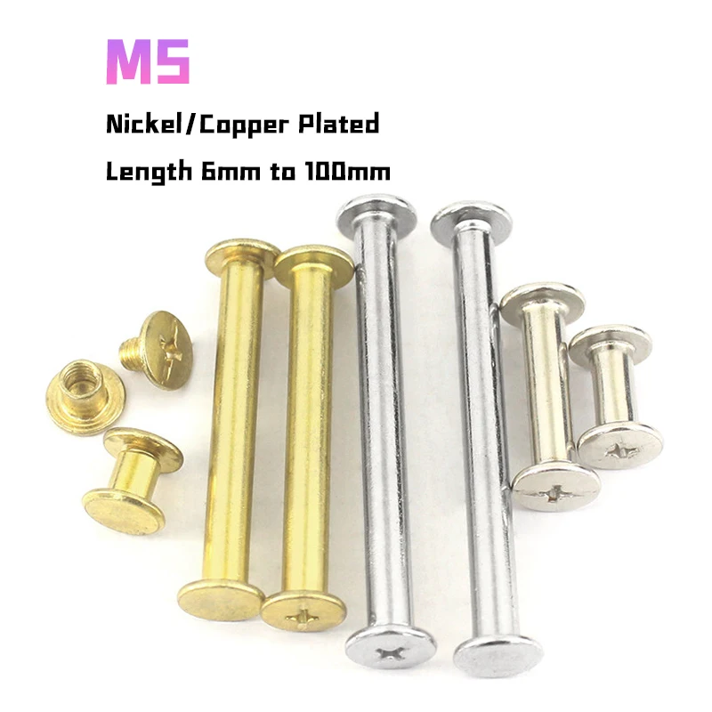 M5 Chicago Screw Leather Rivets Metal Cross Head Phillips Drive Binding Screw Rivet Book Binding DIY Leather Craft Assembly Bolt