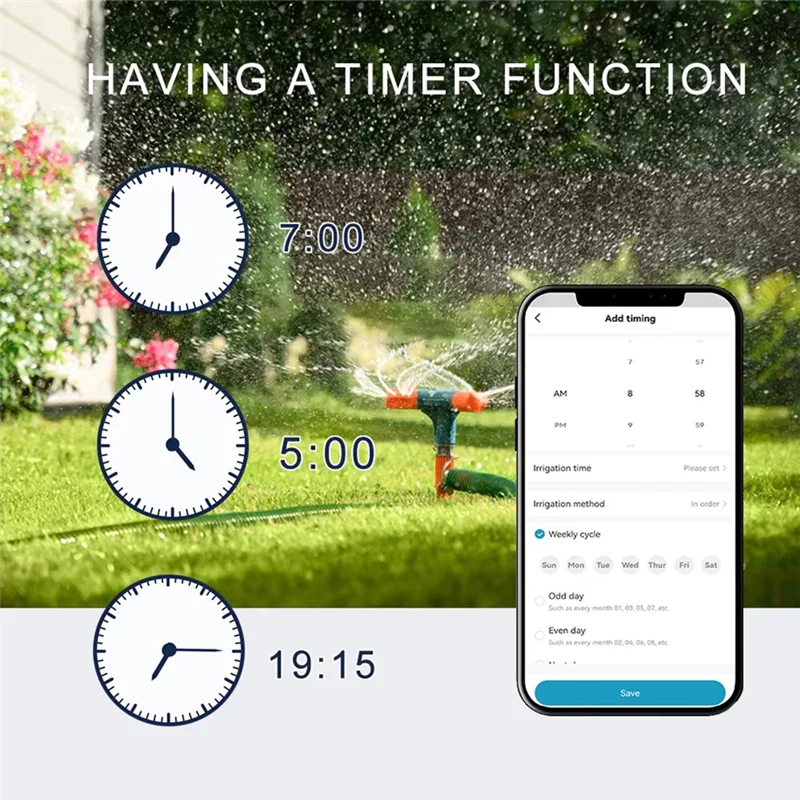 

B23B Sprinkler Controller,Wifi 8 Zone Smart Sprinkler Controller Irrigation System APP Control Easy Install For Garden