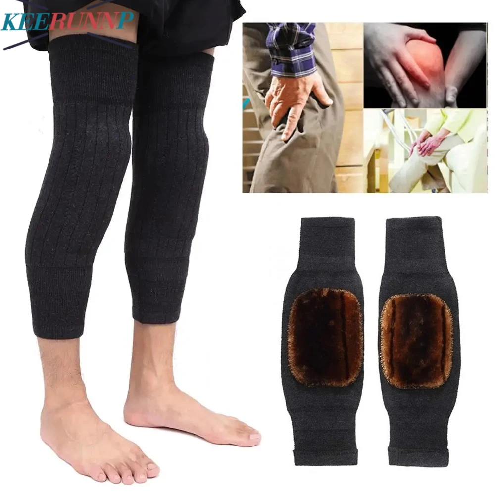 

1Pair Unisex Cashmere Wool Knee Brace Pads Winter Warm Thermal Knee Warmers Thicken Lengthen Knees Sleeves Support for Arthritis