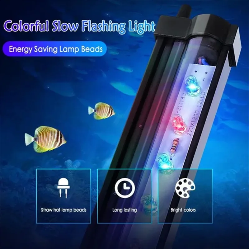 Luz LED colorida para acuario, enchufe europeo/estadounidense, tira de barra sumergible impermeable, iluminación sumergible, decoración de tanque