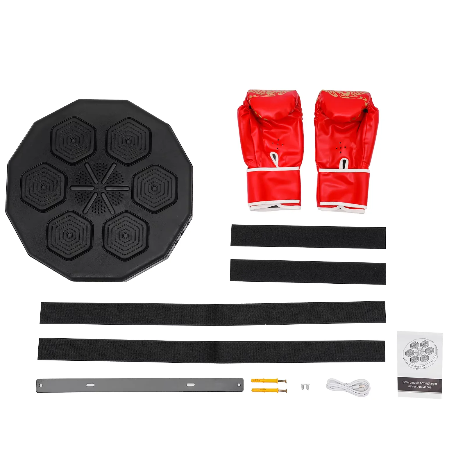 Intelligent Music Boxing Training Machine, Wall Mount Bluetooth Boxing Wall Target Punch Trainer w/Gloves&LED Light for Home Gym