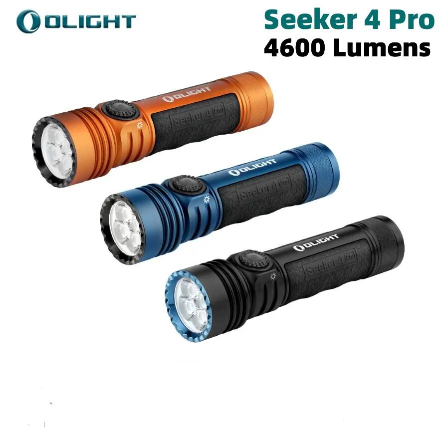 Olight Seeker 4 Pro Flashlight Rechargeable 4600 Lumens Output High Power LED Torch USB-C Charging Light Lamp with Battery