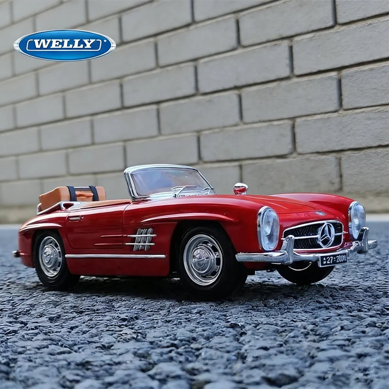 

Модель автомобиля WELLY 1:24 Mercedes-Benz 190SL 1955 года, литая под давлением, классический спортивный автомобиль, ретро, металлическая, роскошная, старинная модель, игрушка для детей, подарок