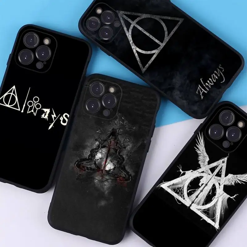 Deathly Hallows Logo Phone Case For iPhone 6 7 8 Plus 11 12 13 14 Pro SE 2020 MAX Mini X XS XR Back Funda Cover