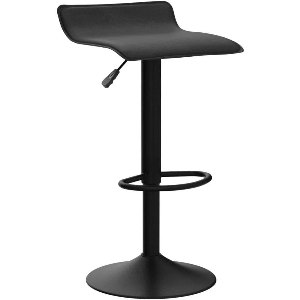 ​​2-Piece Adjustable Bar Stool Set​​ - Swivel PU Leather Counter Stools (Black)