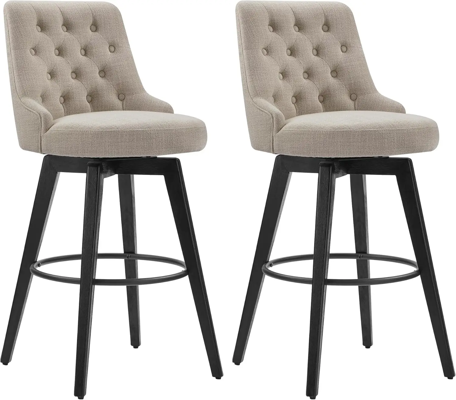 

Watson & Whitely Bar Stools, 360° Swivel Upholstered Bar Stool with Back, 30" H Bar Height Barstools, Set of 2, Performance Fabr