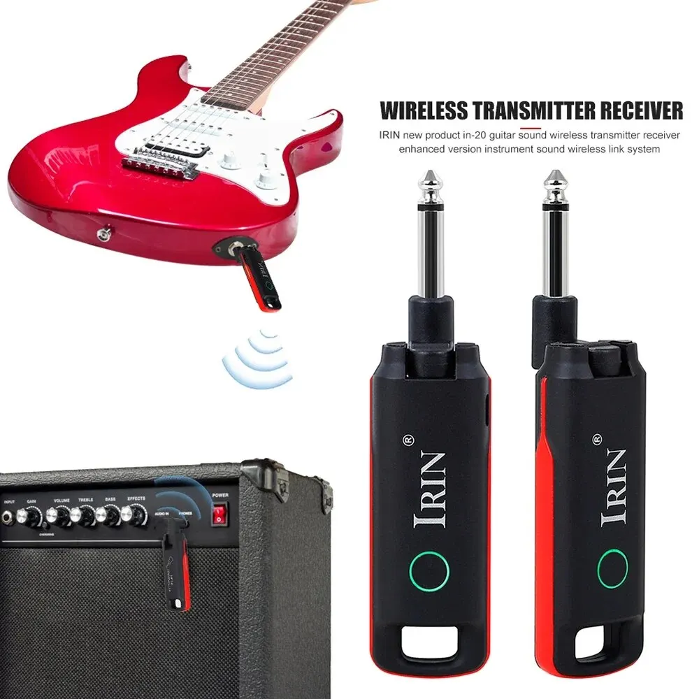 IRIN IN-20 Guitar Wireless System 100 UHF Channels Rechargeable Audio Wireless Transmitter Receiver for Guitar Bass Electric