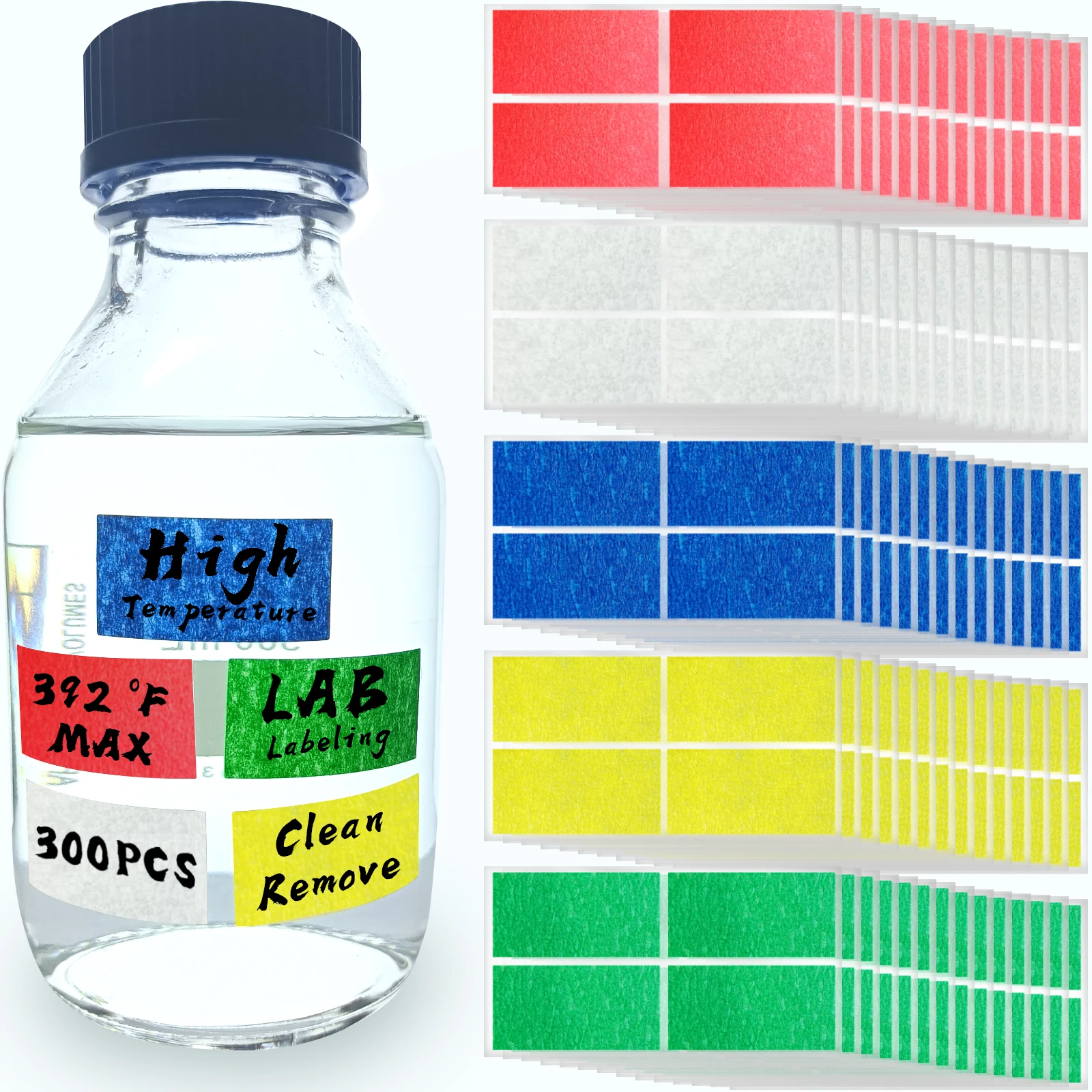 Lab Labels 40X20mm Red Green Blue White Yellow Clean-Remove Withstand High Temperature for Color Coding and Marking