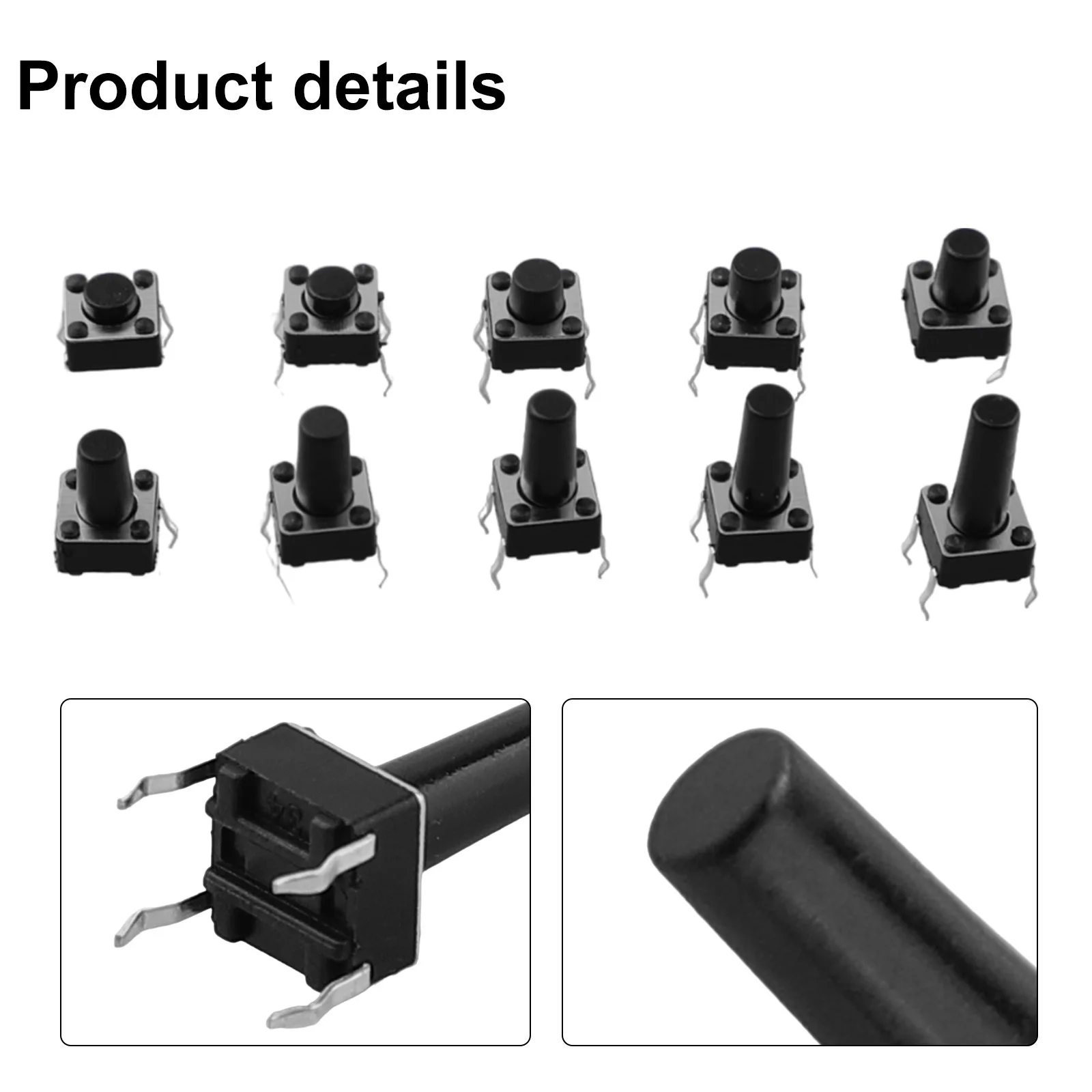 Complete Set of Miniature Tactile Push Button Switches Includes 10 Varieties and 200 Pieces for Efficient Circuit Connections