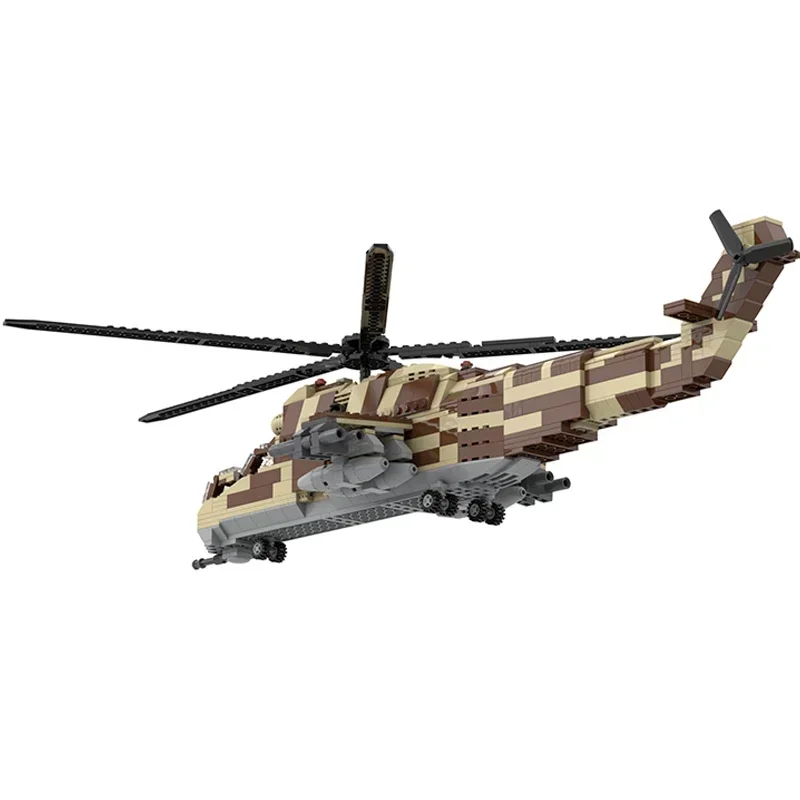 Moc อาคารอิฐทหาร Mi-24 เฮลิคอปเตอร์อาวุธรุ่นเทคโนโลยี Modular Blocks Construstion ของเล่น DIY ชุดประกอบของขวัญ