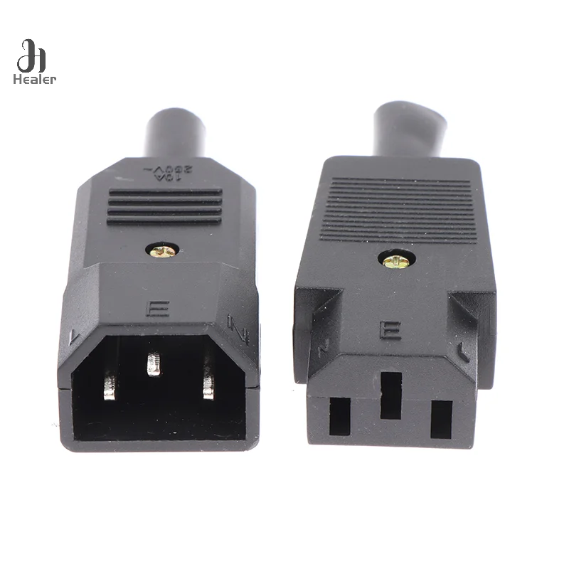 1pc AC 3Pin Socket Straight Cable Plug Connector Female Male Plug C13 C14 16A 250V