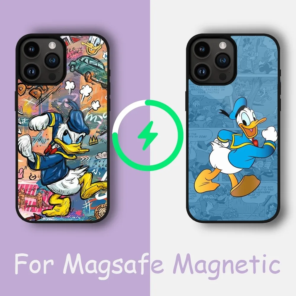 MINISO DISNEY Donald Phone Case For iPhone 15 14 13 12 11 Pro Max Plus Phone Magnetic for Macsafe Cases Cover