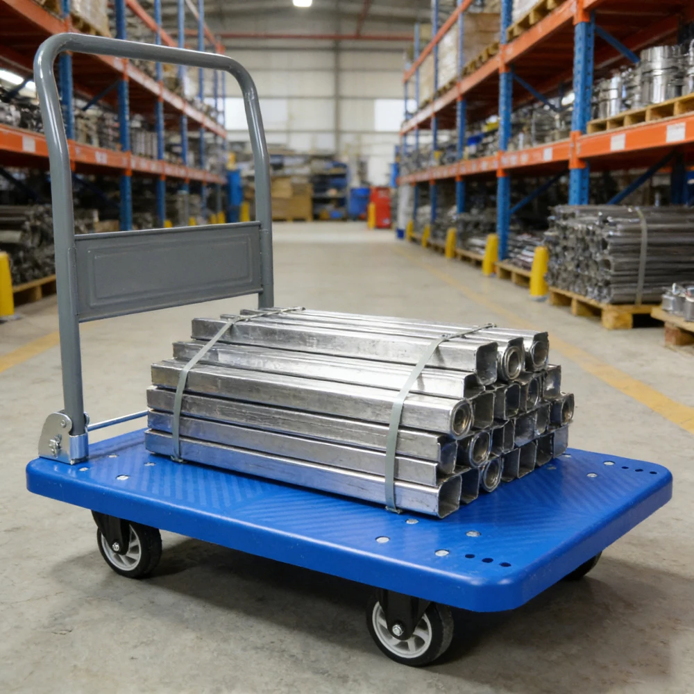 

Upgraded Foldable Cart Dolly - 660 lbs Capacity, Heavy Duty, Space Saving, Swivel Handle Flat Bed