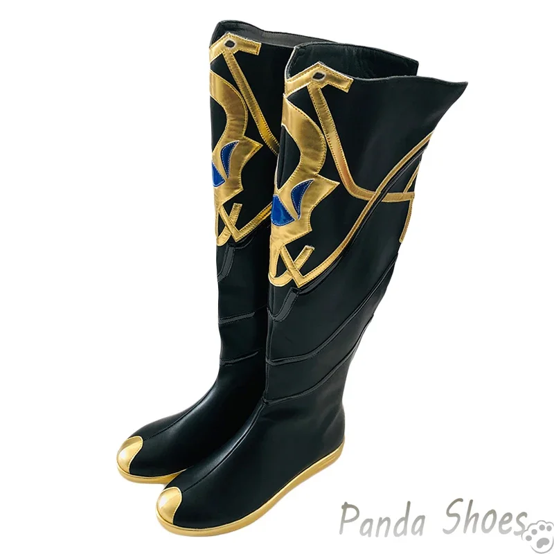 أحذية جينشين إمباكت ألبيدو التأثيرية لعبة أنيمي كوس أحذية ذهبية طويلة ألبيدو أزياء تنكرية أحذية الدعامة لحفلات الهالوين