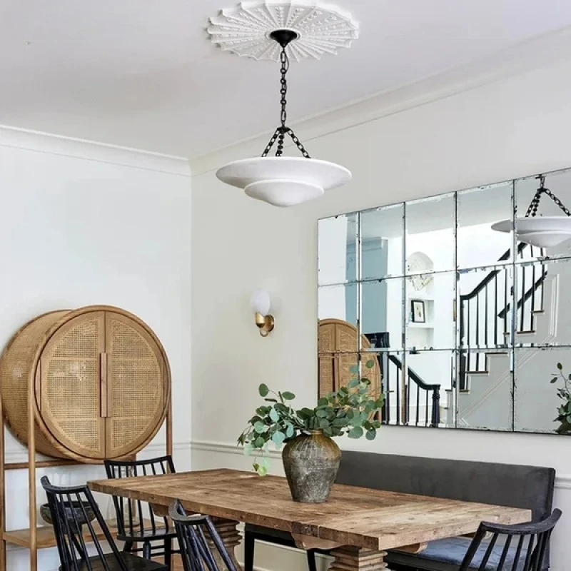 Italian Vintage UFO Style White Pendant Lamp For Dining Room Kitchen Island Bedroom Bedside Luxury Interior Home Decor Light