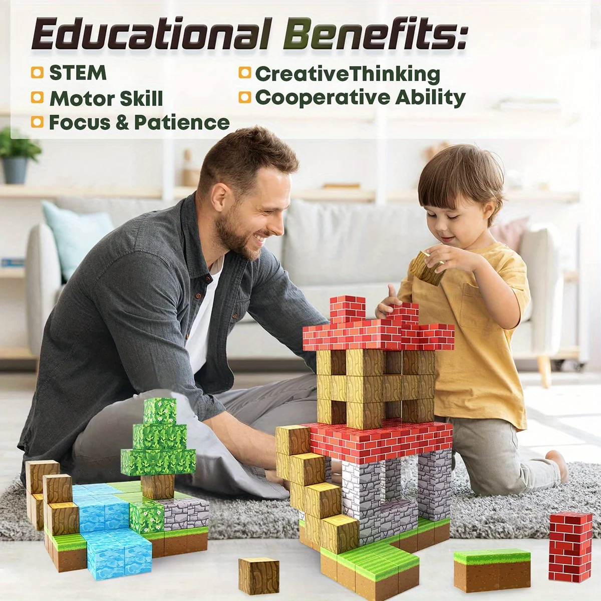 บล็อกแม่เหล็กสําหรับเด็ก - ของเล่นสร้างแม่เหล็ก สร้างโลกเวทมนตร์ของฉันด้วยบล็อกแม่เหล็ก STEM ชุดของเล่นสร้างสรรค์และจินตนาการ