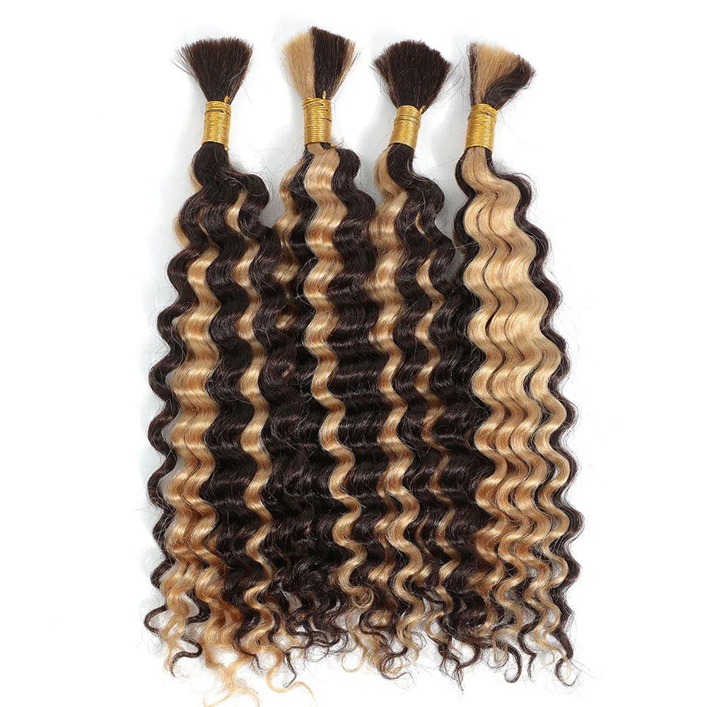 Pacotes de cabelo humano para trançar, onda profunda, massa, destaque, 1 pacote, 20 Polegada, P4 27 Cor