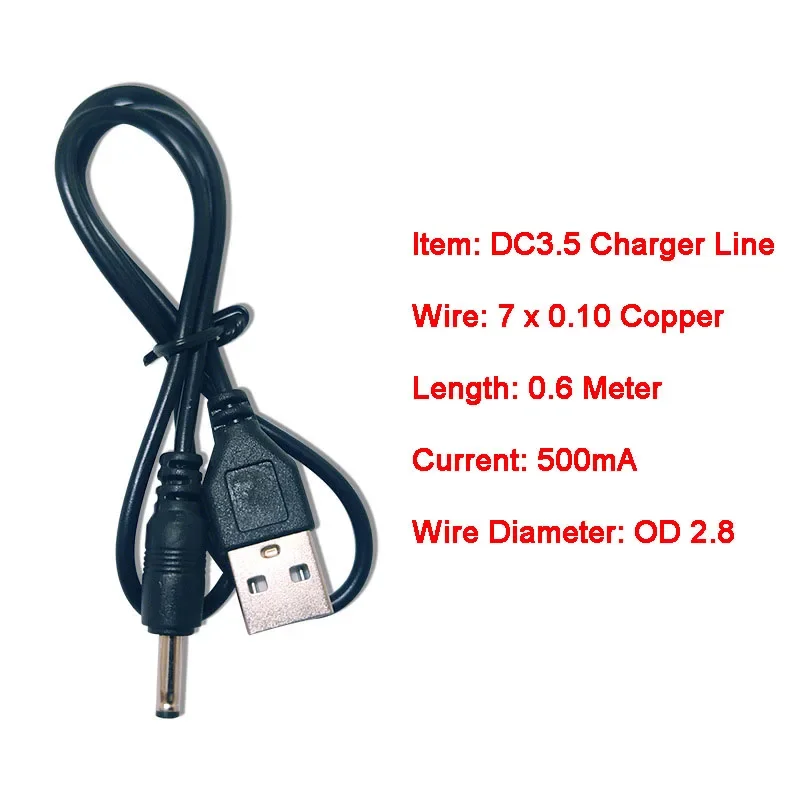 JOYING LIANG Flashlight USB Charging Cable Torch DC External Diameter 3.5mm cable