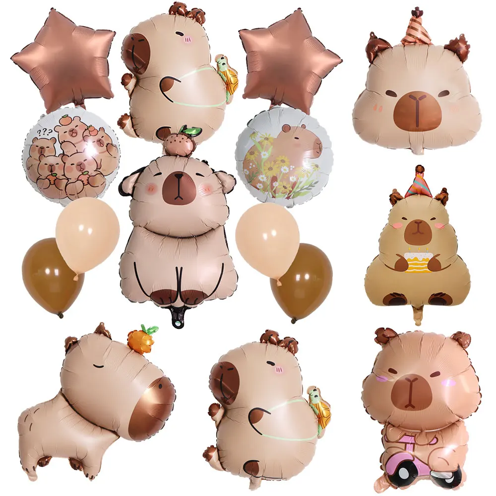 

﻿5/10pcs Cute Cartoon Capybara Animal Aluminum Foil Balloon Child Birthday Party Decoration Baby Shower Gift Toy Supplies