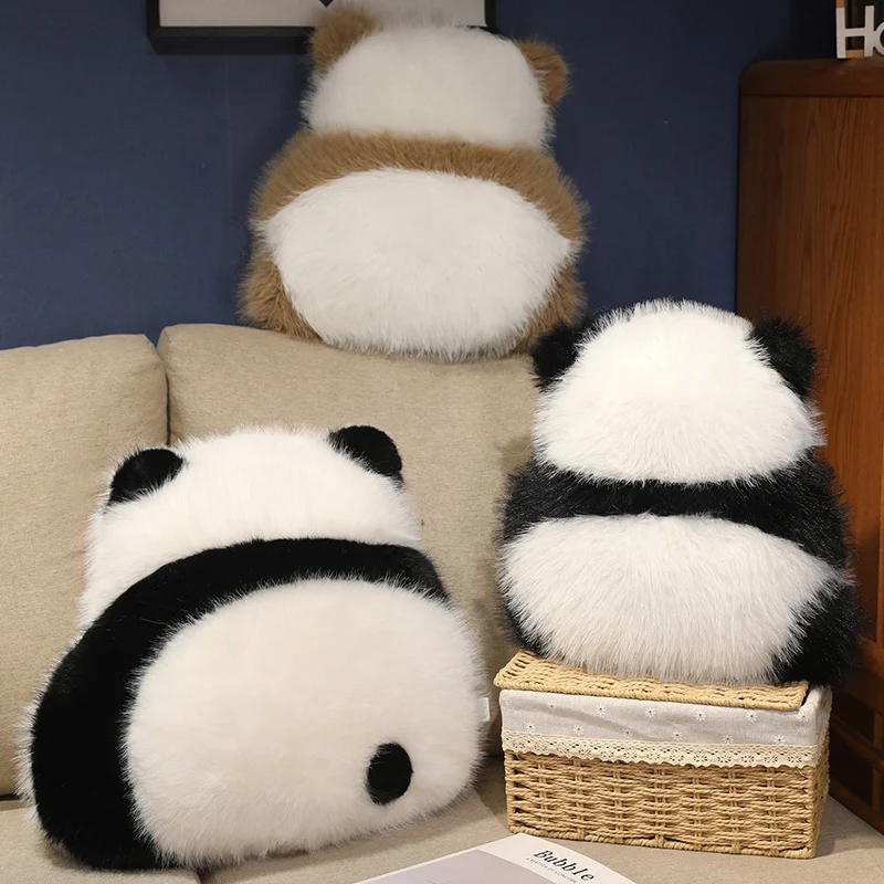 

Adorable Panda Plush Pillow Soft Stuffed Animal Toy Black And White Cushion For Office Waist Support Sofa Backrest Decor