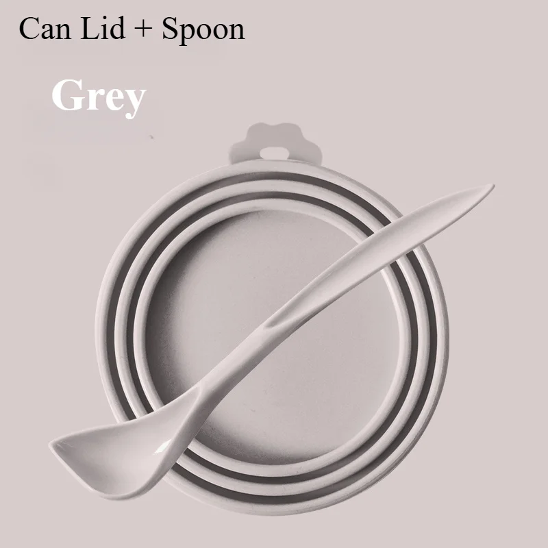 Tampa de lata para animais de estimação, silicone fresco, gato e cachorro, tampa de vedação universal ajustável + colher, ferramenta de armazenamento de alimentos