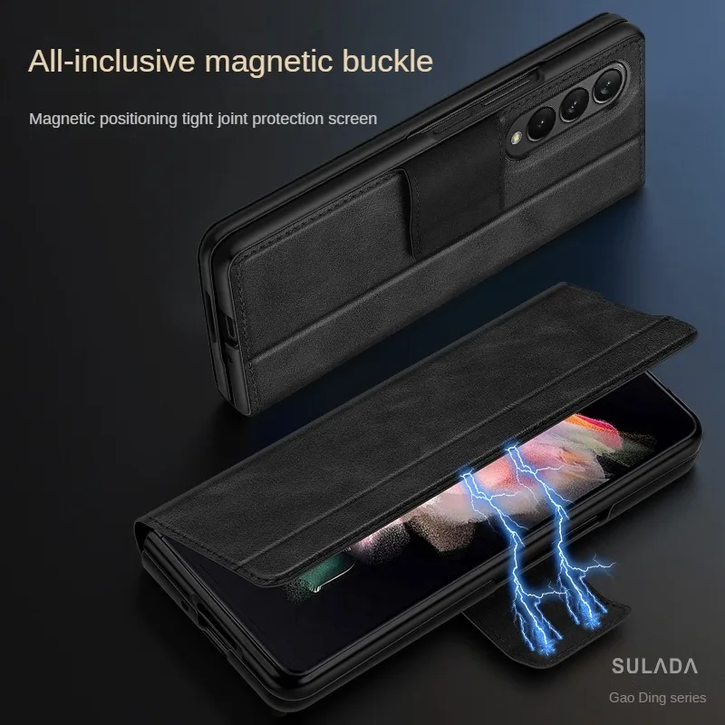 For Huawei Mate X5 Case SULADA High-fixed Magnetic Attraction Bracket Folding Case All-inclusive for Mate X3 X2 Leather Case