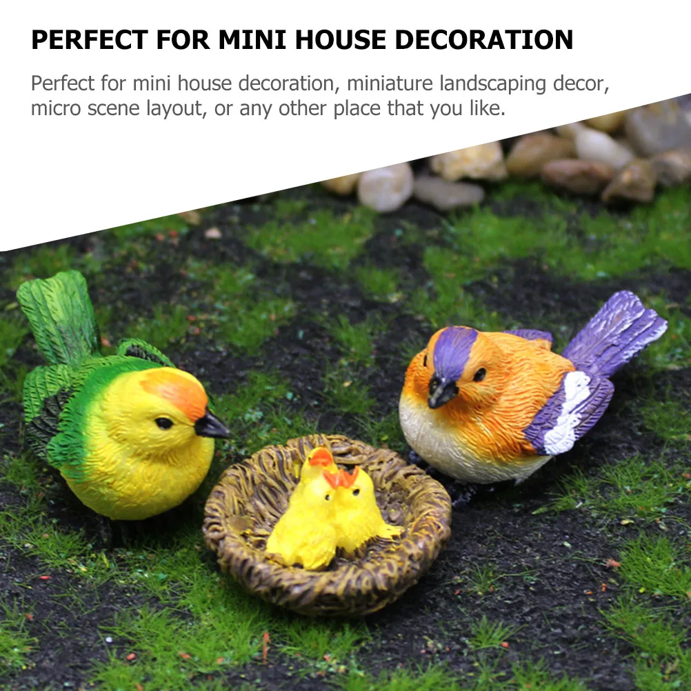 Simulatie Vogel Ornament Figuren Micro Kunstmatige Mini Nest Miniatuur Huis voor Decor Beeldjes Decoraties