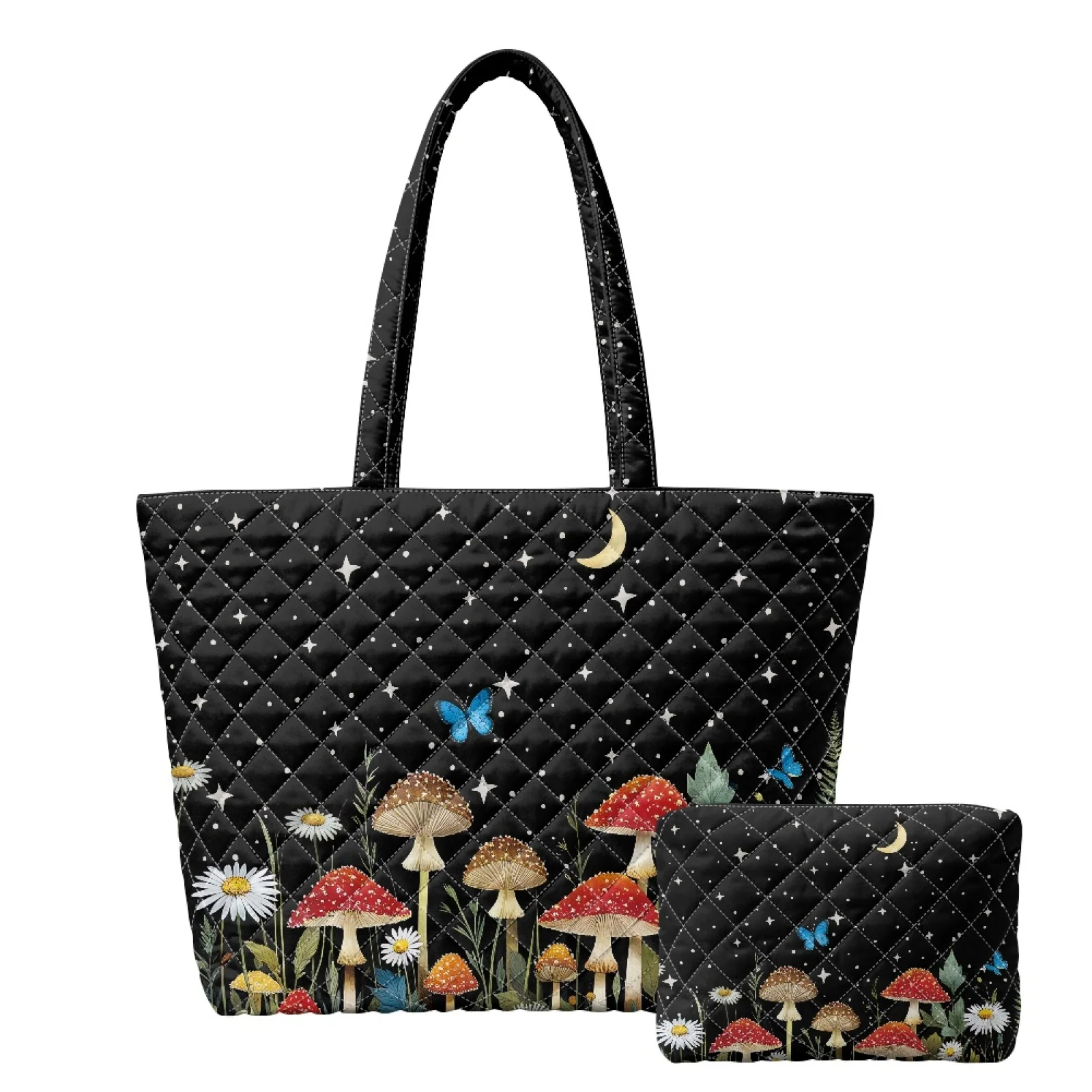 Coloranimal Otter Shell Design 2 Pack Quilted Tote Handbag with Cosmetic Bag for Excursions Lightweight for