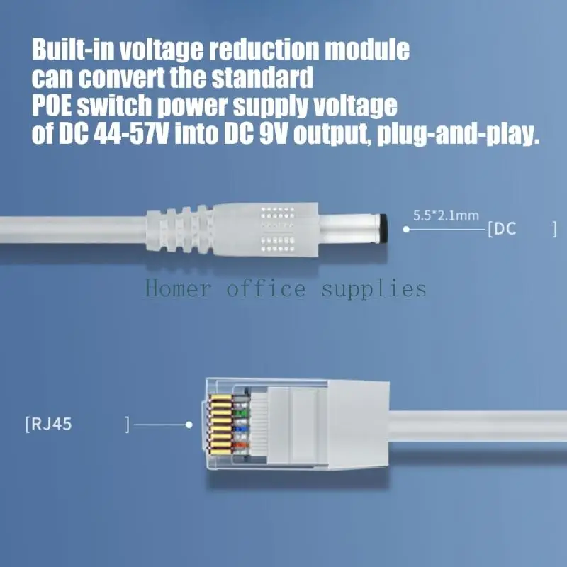 K43B Durability POE Splitter Converts 48V To 9V Power Adapter Cable Supply Module