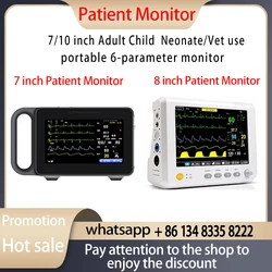 7/8 inch Newborn adult/Vet use portable 6-parameter patient monitor ECG/NIBP/PR/SPO2/RESP/TEMP vital signs monitor