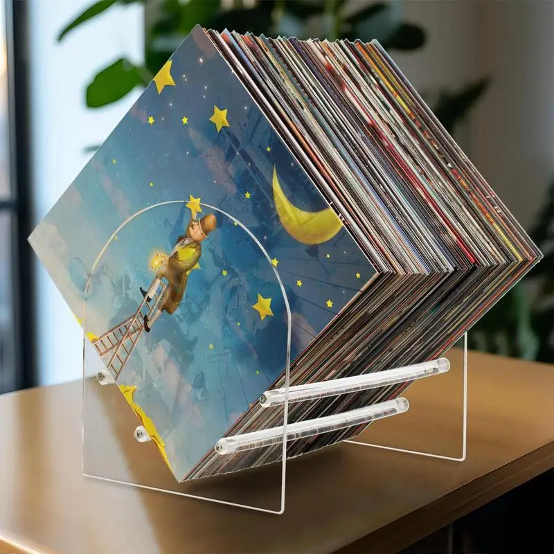 Record Holder For Albums Clear Record Holder Transparent Shelf Display Organizer Modern Portable Records Stand For Home Living