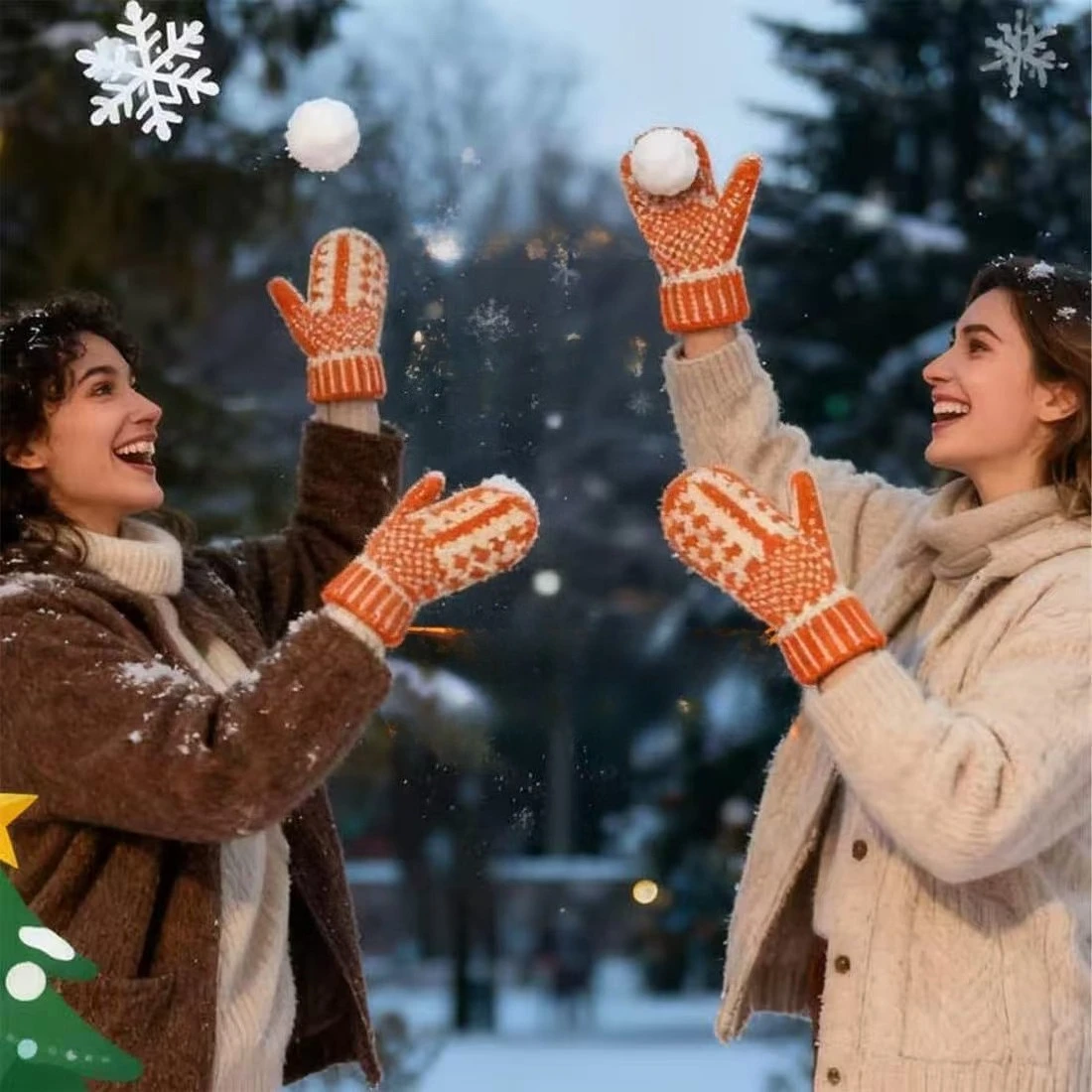 Best-selling Christmas gift: Women's/student convertible fingerless gloves featuring a warm jacquard and cable-knit design.