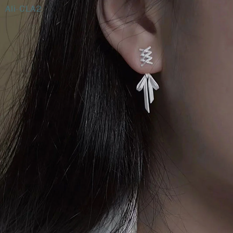 [YA] 1 زوج القوطية اكسسوارات الشرير التعادل القوس أقراط فضية اللون الصليب سبيكة شرابة كول استرخى القرط للنساء مجوهرات هدية