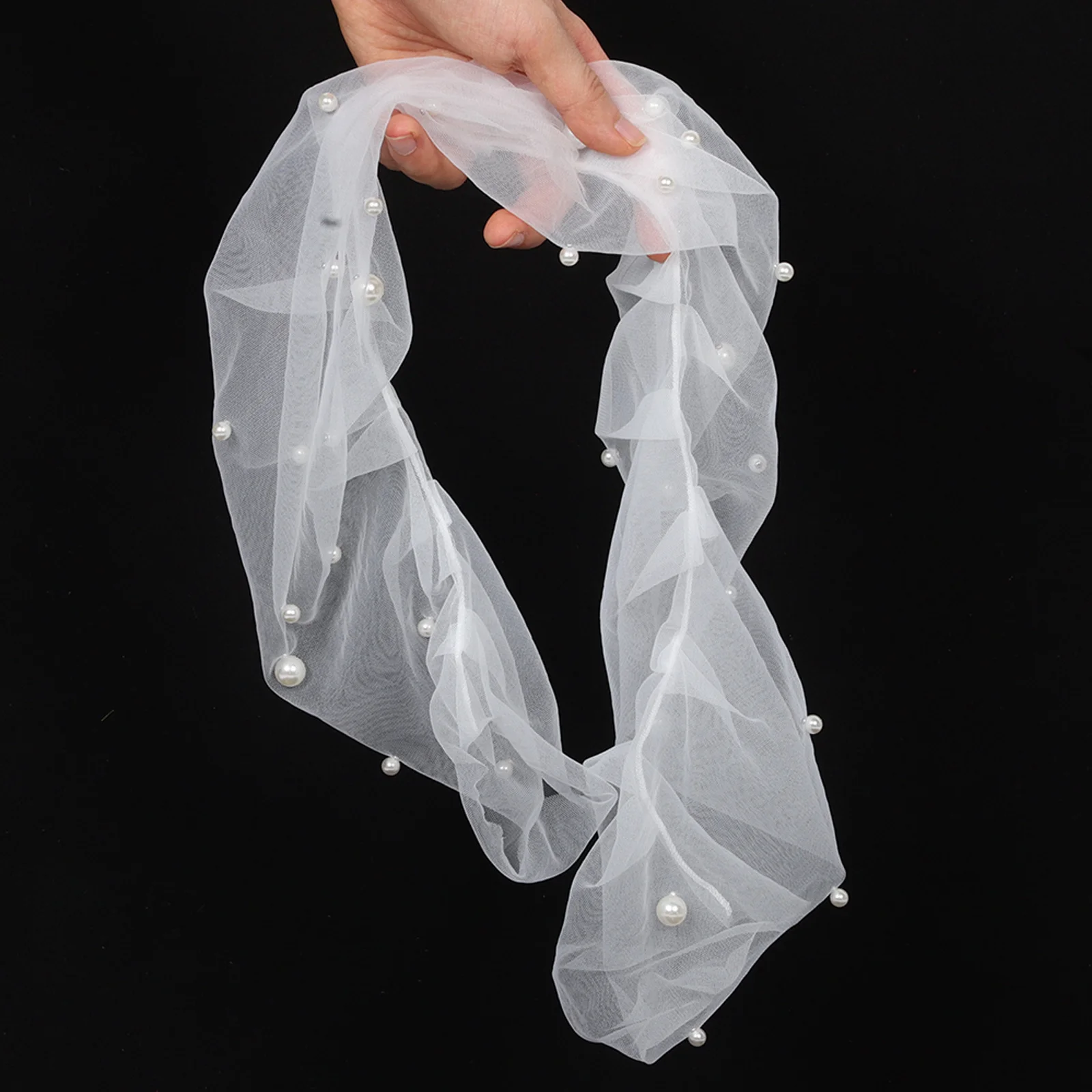 

1Pair Wedding Sleeves Detachable White Tulle Mesh Pearl Bridal Sleeves Removable Sleeve Add-Ons for Wedding Dresses Summer