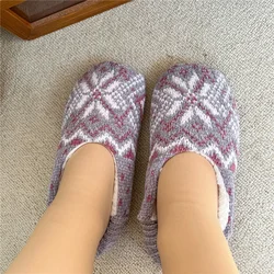 Fuzzy Slippers Women Winter Warm Striped Soft Contton Plush Non Slip Indoor Home Fluffy Female Room Shoes Lazy House Slipper